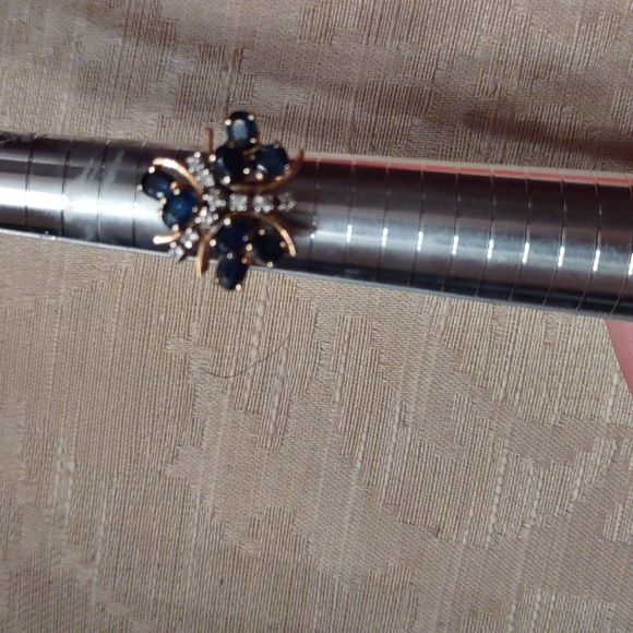 Blue sapphire And diamond ring 14 kt yellow gold - Picture 12 of 12